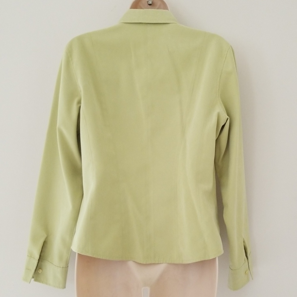 Talbots Petites Womens Chartreuse Blouse Size M - Picture 3 of 8